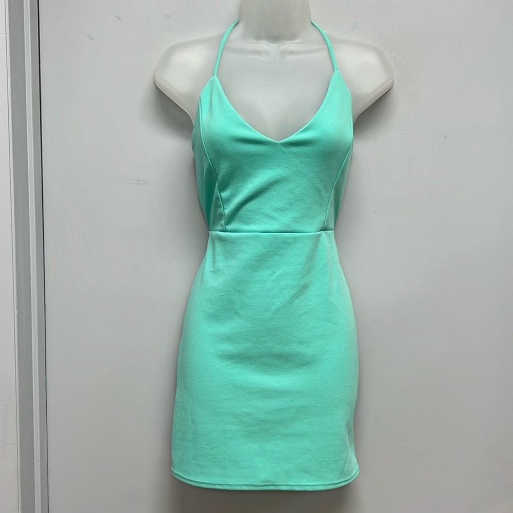Blu Blush Mint Green Open Back Mini Dress NWT Size Large